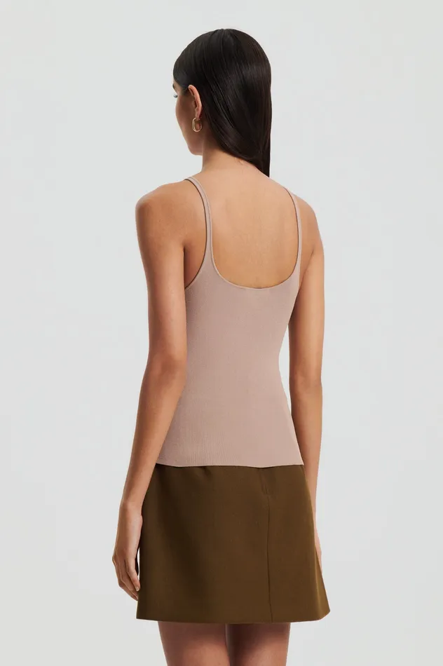 CREPE KNIT RIB SINGLET OAT Women Tops Scanlan Theodore CREPE KNIT RIB SINGLET OAT Women Tops Scanlan Theodore