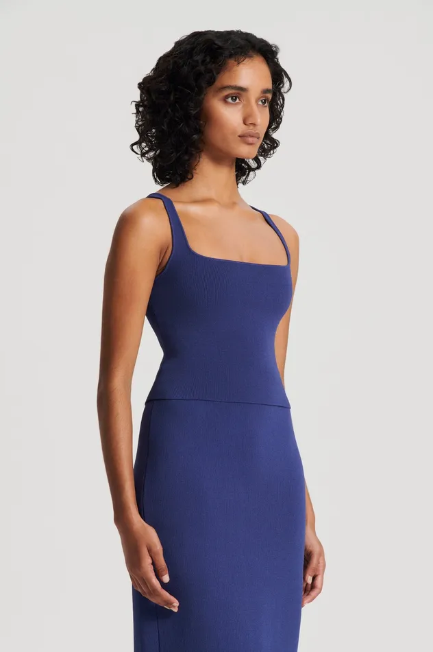 CREPE KNIT SQUARE CAMISOLE ROYAL Women Tops Scanlan Theodore CREPE KNIT SQUARE CAMISOLE ROYAL Women Tops Scanlan Theodore