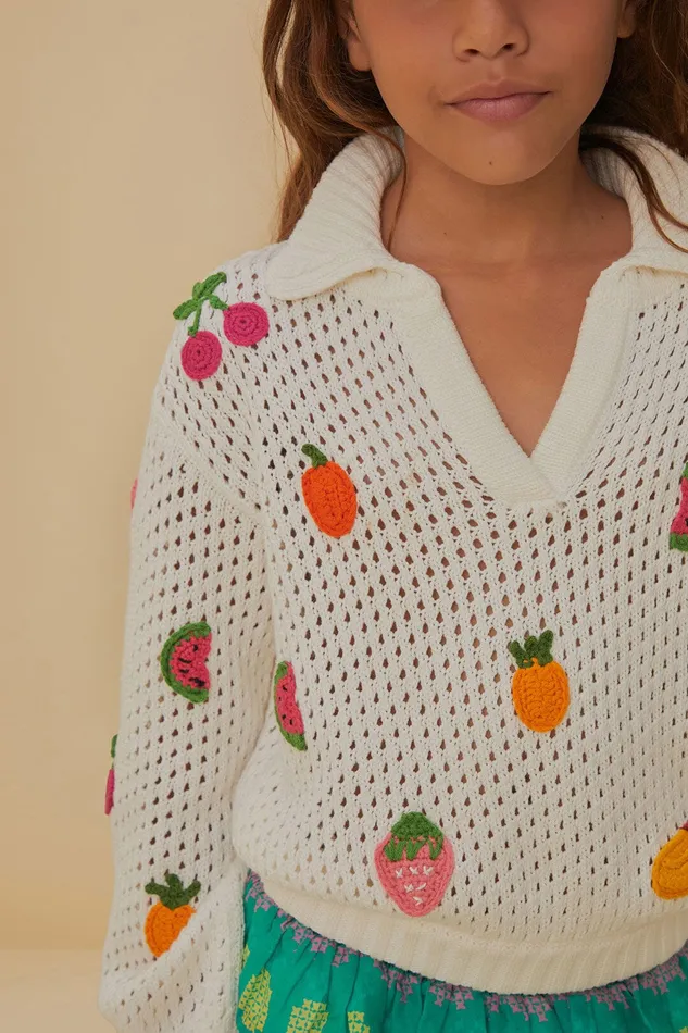 Crochet Fruit Sweater Women Farm Rio Sweaters and Sweatshirts