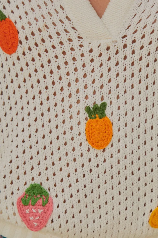 Crochet Fruit Sweater Women Farm Rio Sweaters and Sweatshirts