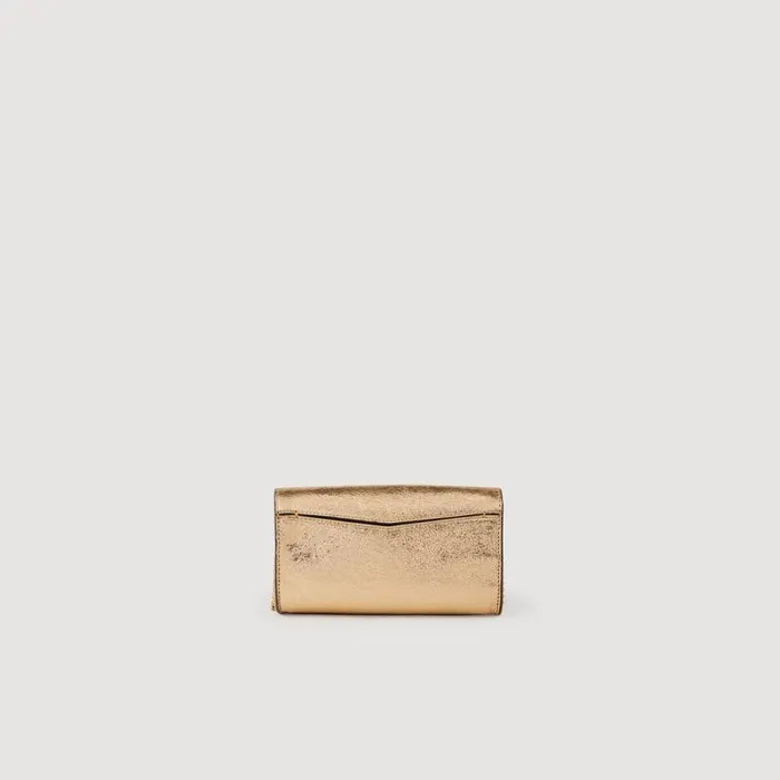 Crossbody Bags Women SANDRO Gold Leather Clutch Bag Gold Crossbody Bags Women SANDRO Gold Leather Clutch Bag Gold