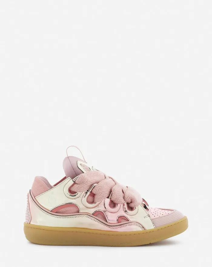 Curb Sneakers In Metallic Leather Dusty Rose Women Lanvin Curb