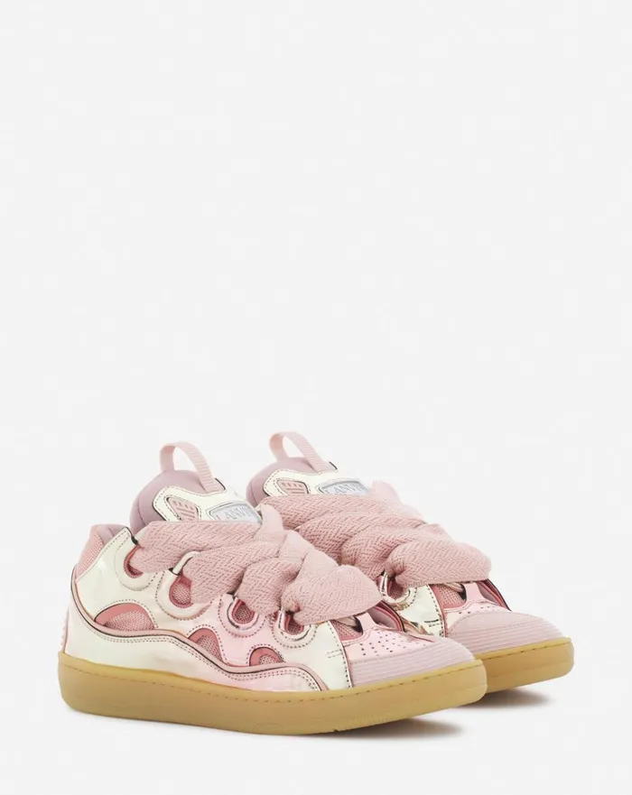 Curb Sneakers In Metallic Leather Dusty Rose Women Lanvin Curb