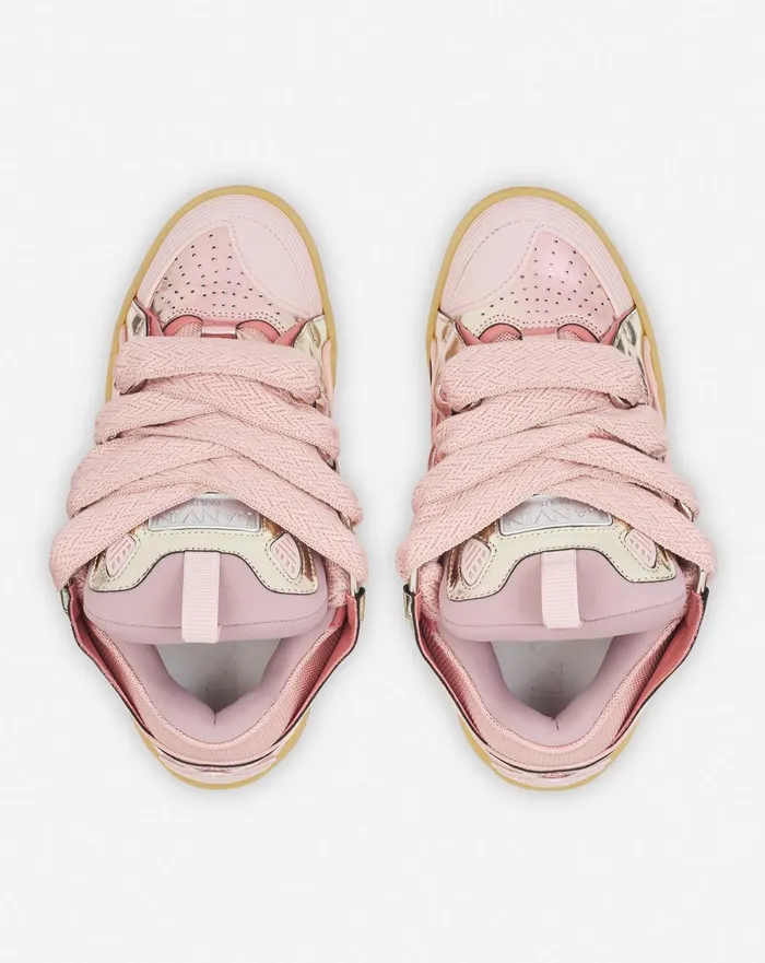 Curb Sneakers In Metallic Leather Dusty Rose Women Lanvin Curb