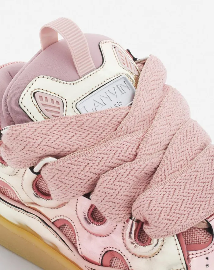 Curb Sneakers In Metallic Leather Dusty Rose Women Lanvin Curb