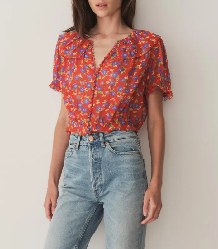 DEN Anaise Top Red Dayflower Meadow Women Tops