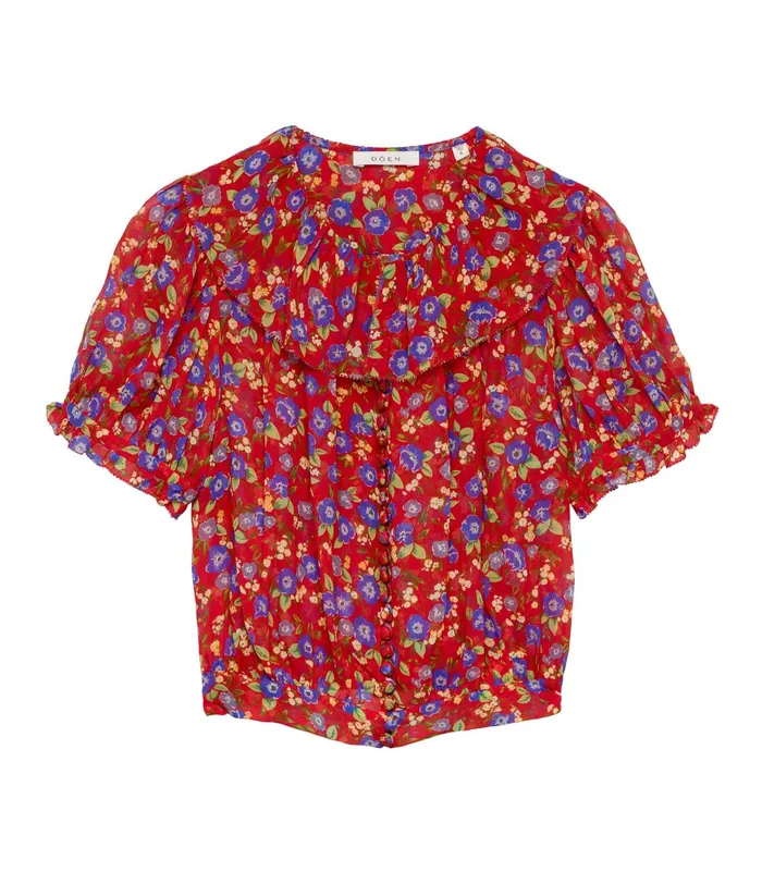 DEN Anaise Top Red Dayflower Meadow Women Tops
