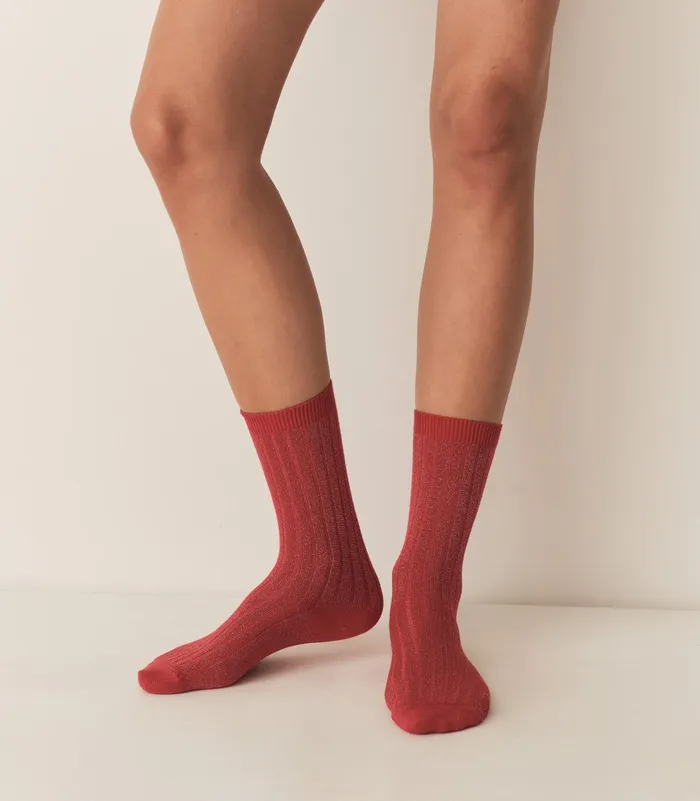 DEN COLLGIEN Glitter Crew Sock Rouge Carmin Women Socks and Tights DEN COLLGIEN Glitter Crew Sock Rouge Carmin Women Socks and Tights