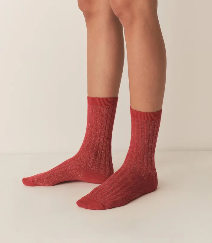 DEN COLLGIEN Glitter Crew Sock Rouge Carmin Women Socks and Tights DEN COLLGIEN Glitter Crew Sock Rouge Carmin Women Socks and Tights