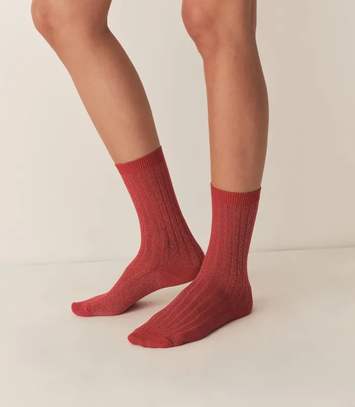 DEN COLLGIEN Glitter Crew Sock Rouge Carmin Women Socks and Tights DEN COLLGIEN Glitter Crew Sock Rouge Carmin Women Socks and Tights