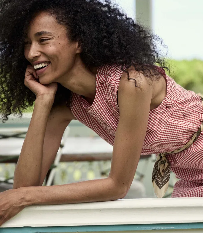 DEN Coralie Dress Rouge La Maddalena Gingham Women Dresses DEN Coralie Dress Rouge La Maddalena Gingham Women Dresses