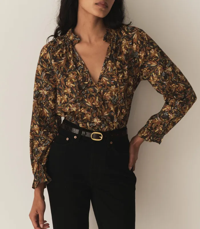 DEN Juna Top Noir Narcissus Floral Women Tops