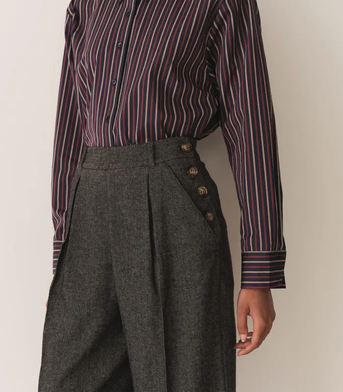 DEN Lawrence Pant Black Herringbone Women Pants and Shorts