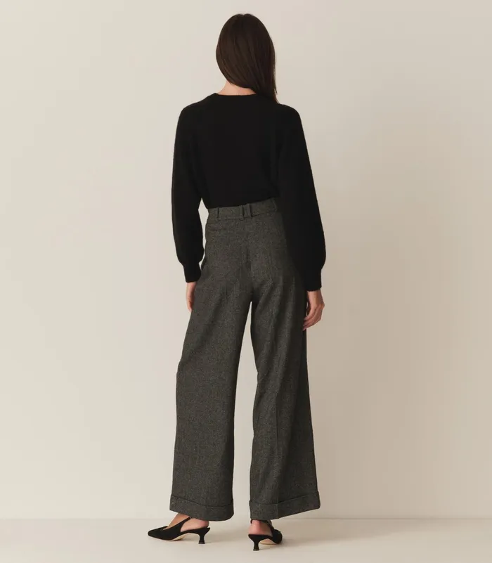 DEN Lawrence Pant Black Herringbone Women Pants and Shorts