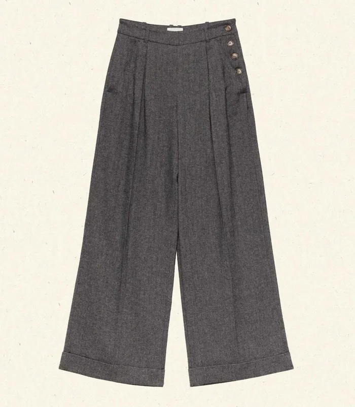 DEN Lawrence Pant Black Herringbone Women Pants and Shorts
