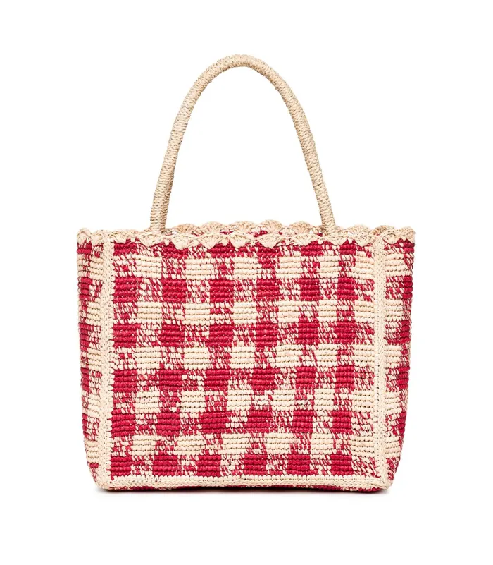 DEN Petite Mathilde Bag Red Gingham Raffia Women Bags