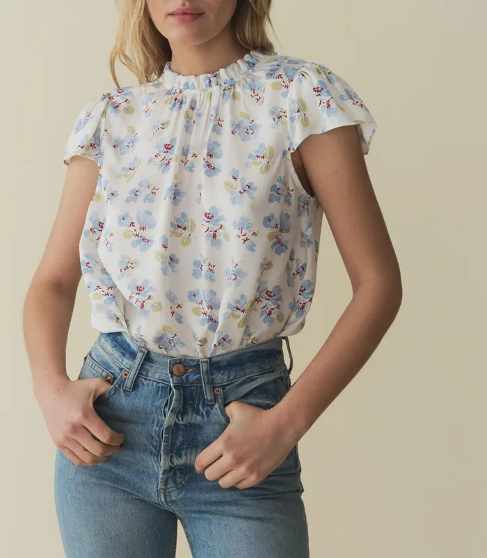 DEN Yvie Top Bleu Frolicking Floral Women Tops