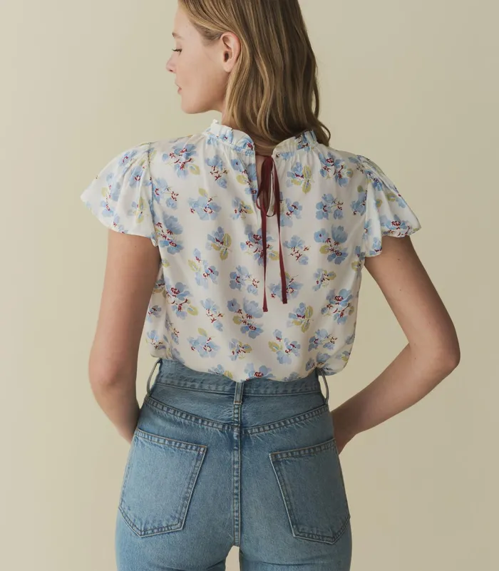 DEN Yvie Top Bleu Frolicking Floral Women Tops