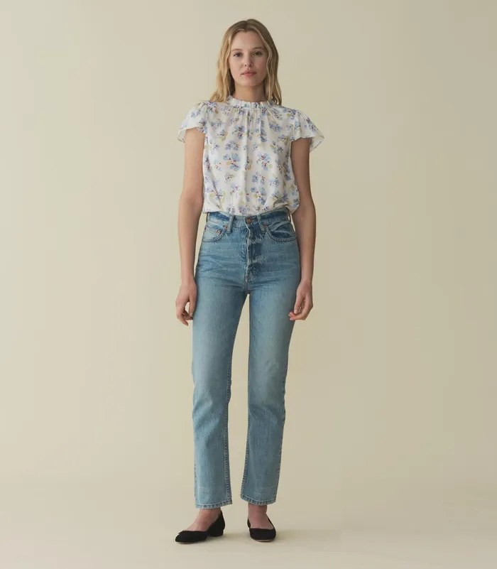DEN Yvie Top Bleu Frolicking Floral Women Tops