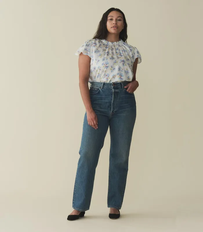 DEN Yvie Top Bleu Frolicking Floral Women Tops