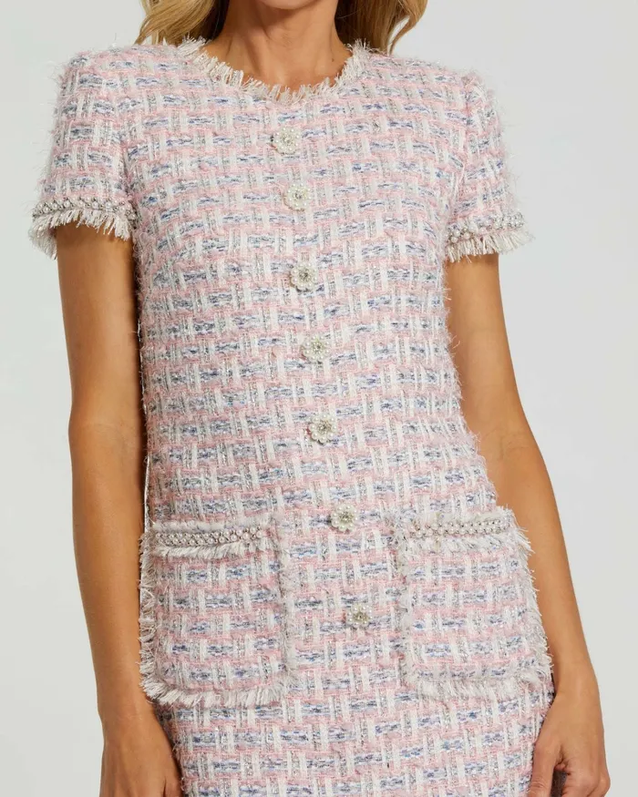 Daytime Dresses Pink Cap Sleeve Floral Button Detail Shift Dress Pink Multi 8211 Mac Duggal Women
