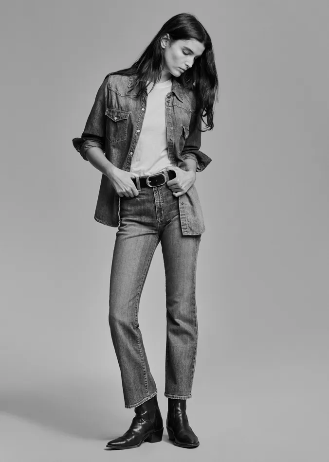 Denim Nili Lotan Women BOOT CUT JEAN Classic Wash
