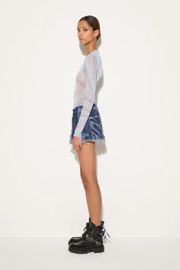 Denim Women PUCCI MarmoPrint Denim Mini Skirt