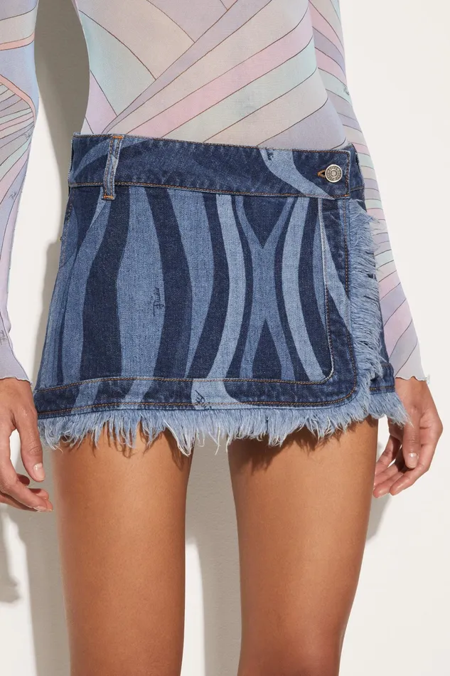 Denim Women PUCCI MarmoPrint Denim Mini Skirt