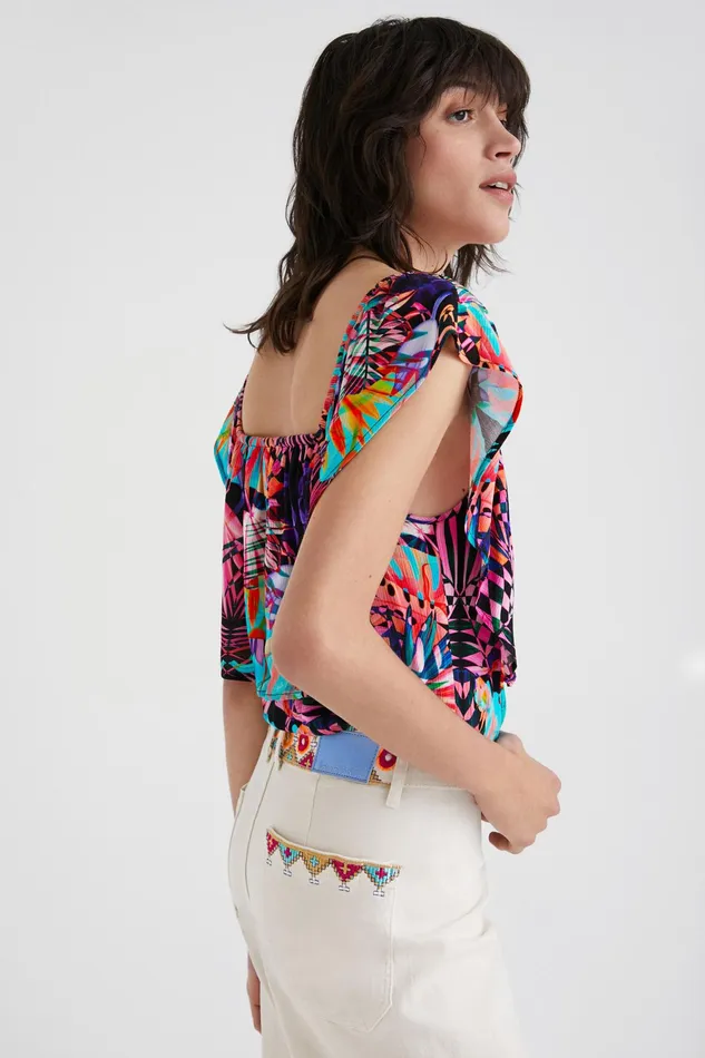 Desigual Boat Neck Geometric Bodysuit Women Tops and Shirts
