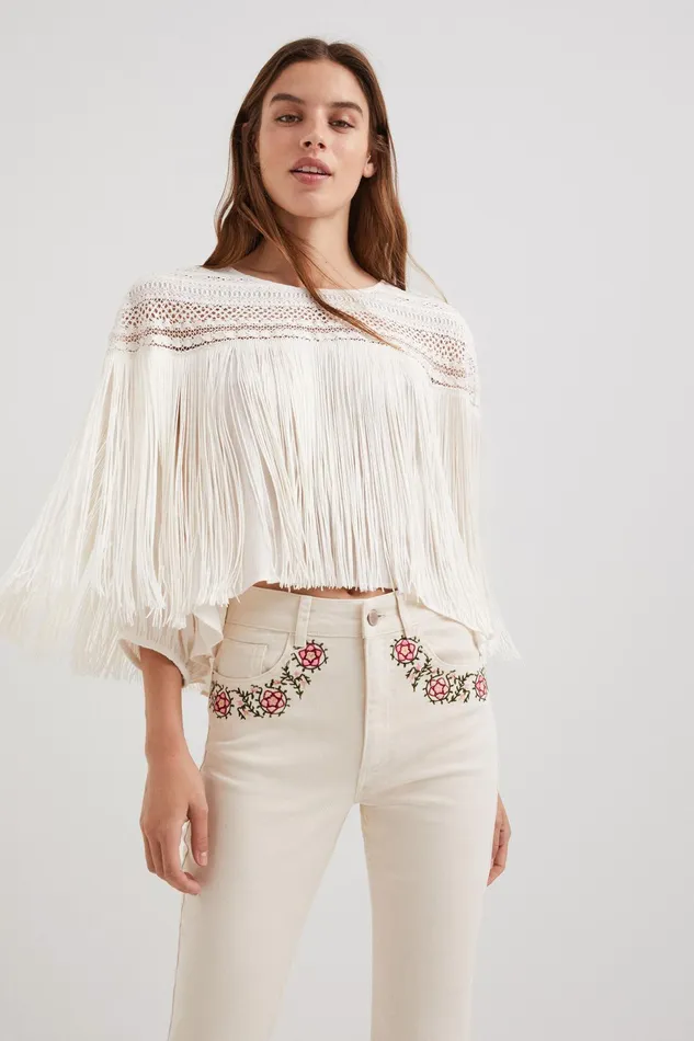 Desigual Boho Fringing Blouse Women Tops and Shirts