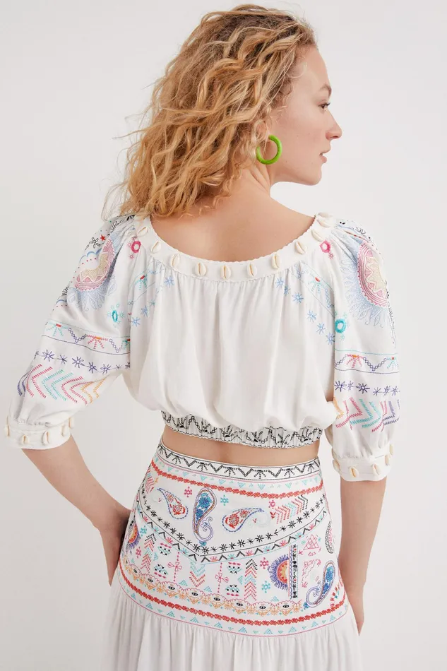 Desigual Cropped Blouse Women Tops and Shirts