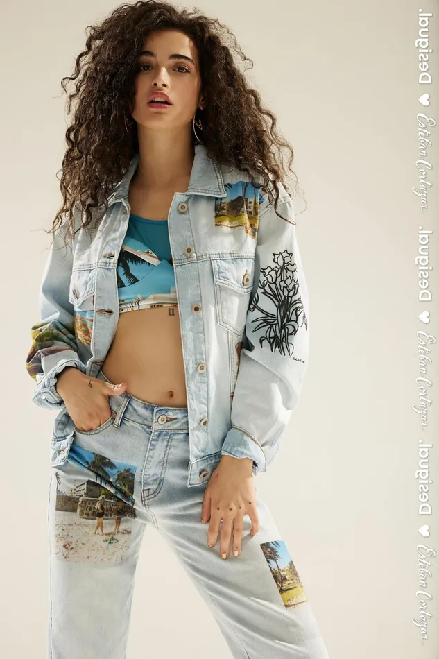 Desigual Cropped Denim Trucker Jacket South Beach Women Jackets