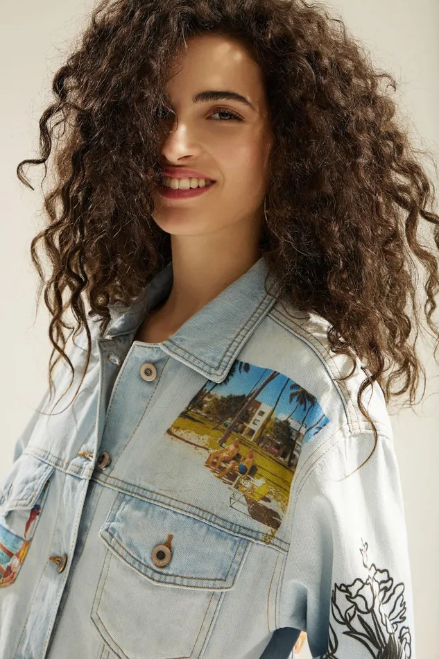 Desigual Cropped Denim Trucker Jacket South Beach Women Jackets