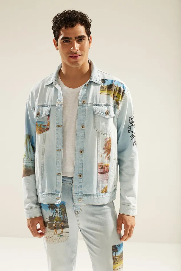 Desigual Cropped Denim Trucker Jacket South Beach Women Jackets