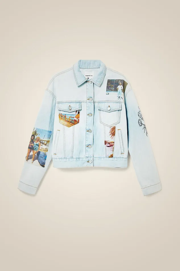 Desigual Cropped Denim Trucker Jacket South Beach Women Jackets