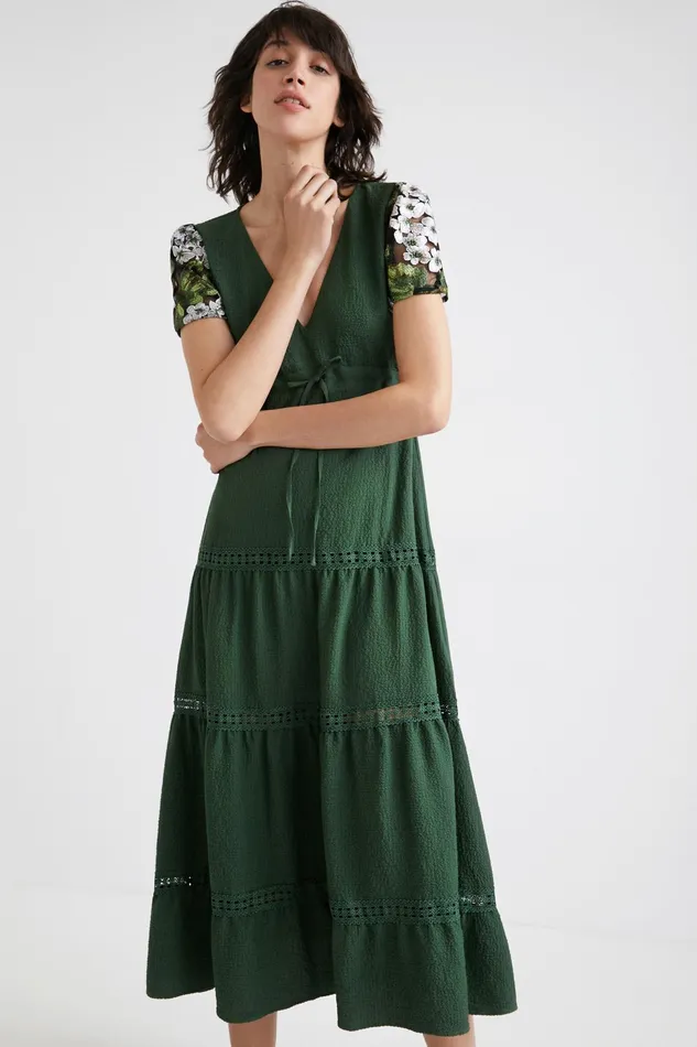 Desigual Embroidered Sleeve Dress Women Dresses