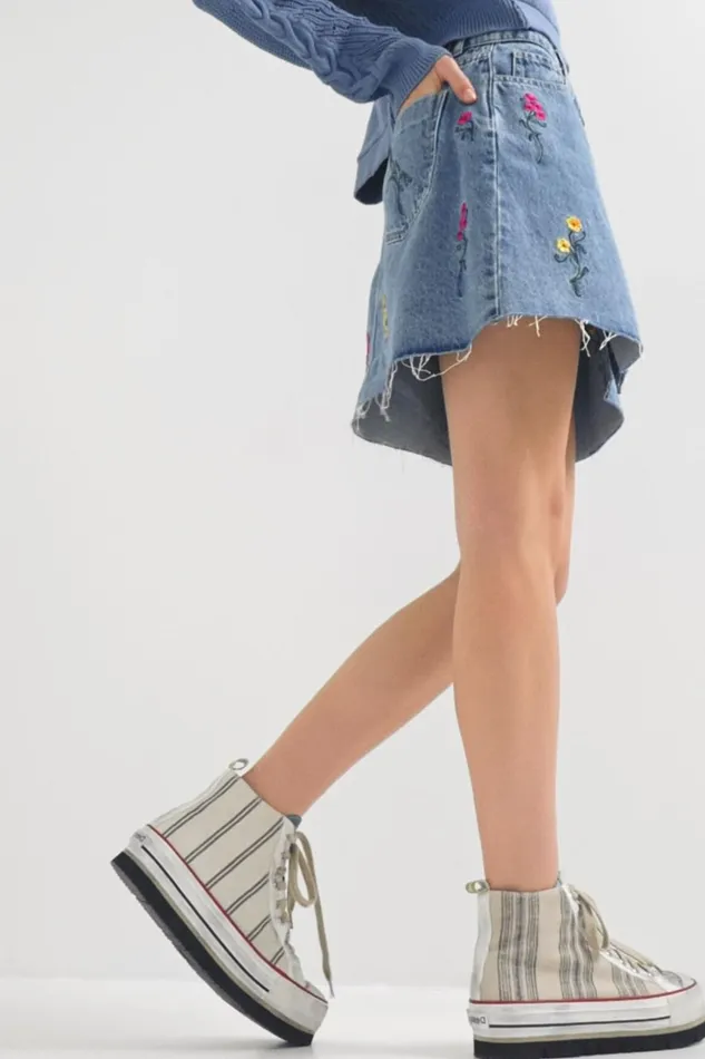 Desigual Floral Denim Miniskirt Women Skirts and Shorts
