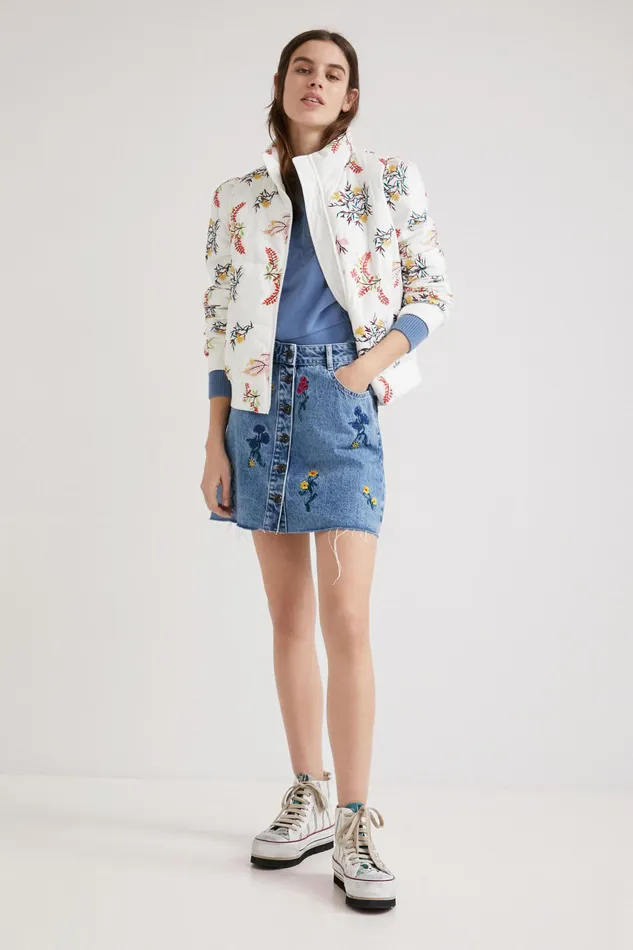 Desigual Floral Denim Miniskirt Women Skirts and Shorts