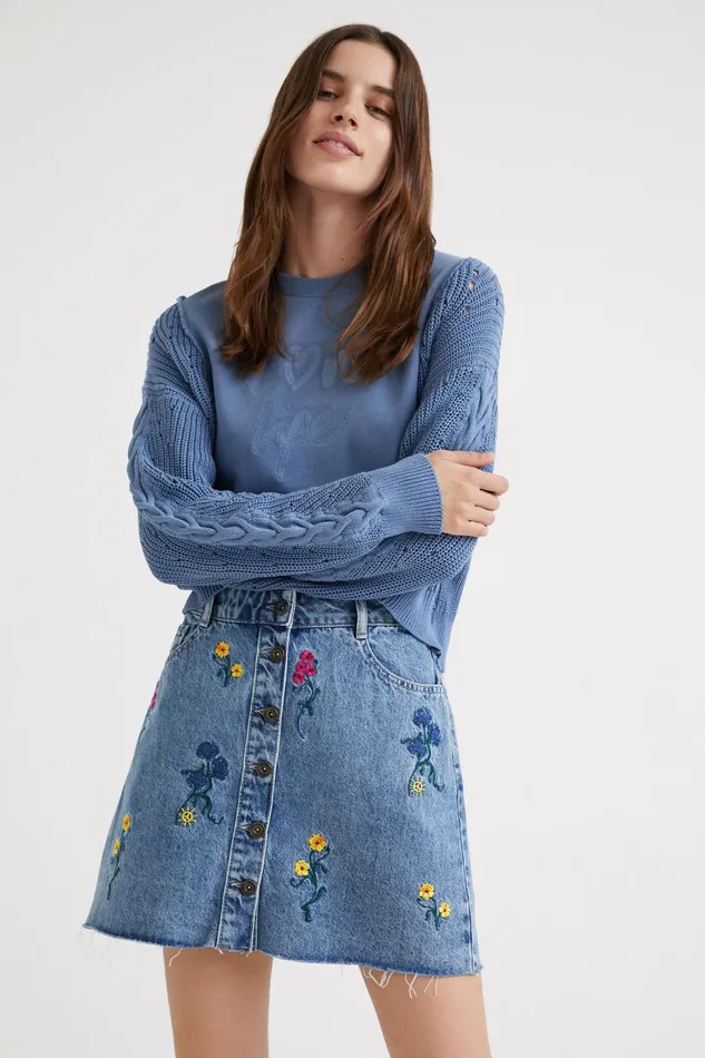 Desigual Floral Denim Miniskirt Women Skirts and Shorts