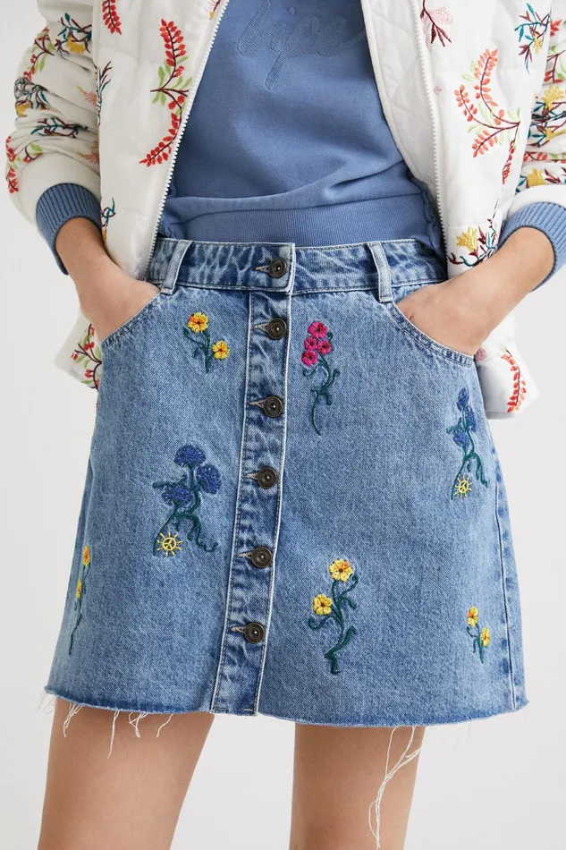 Desigual Floral Denim Miniskirt Women Skirts and Shorts
