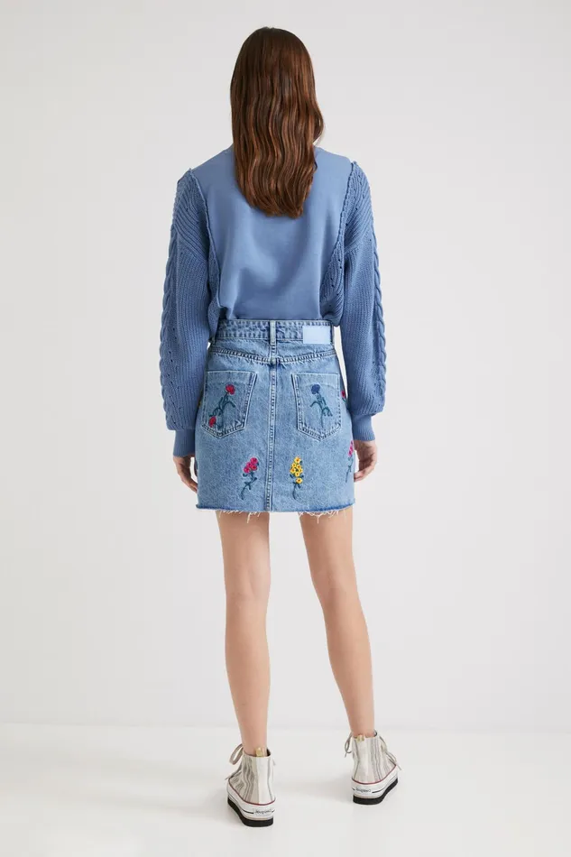 Desigual Floral Denim Miniskirt Women Skirts and Shorts