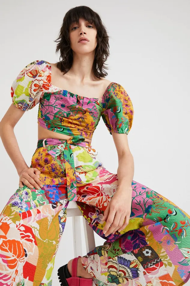 Desigual M Christian Lacroix Cropped Blouse Women Tops and Shirts