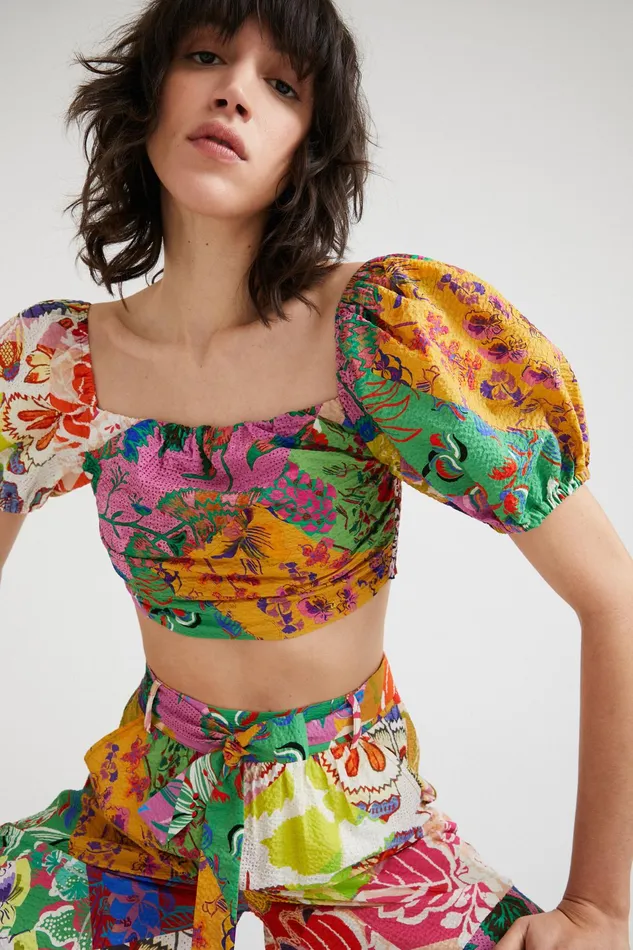 Desigual M Christian Lacroix Cropped Blouse Women Tops and Shirts