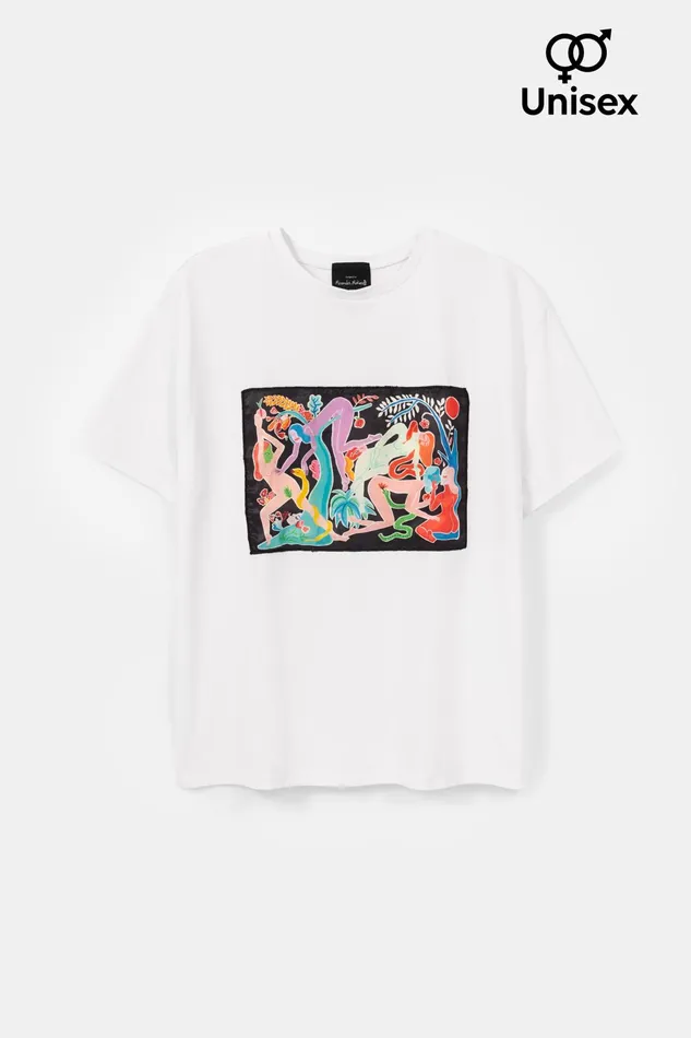 Desigual Organic Tshirt With Painting By Miranda Makaroff MensWomen Tshirt and Polos