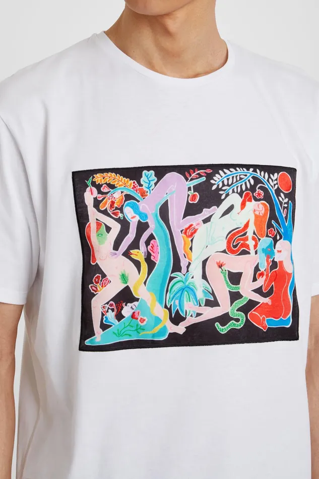 Desigual Organic Tshirt With Painting By Miranda Makaroff MensWomen Tshirt and Polos