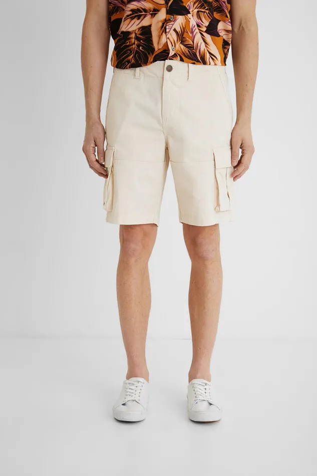 Desigual Plain Cargo Bermudas Mens Jeans and Pants