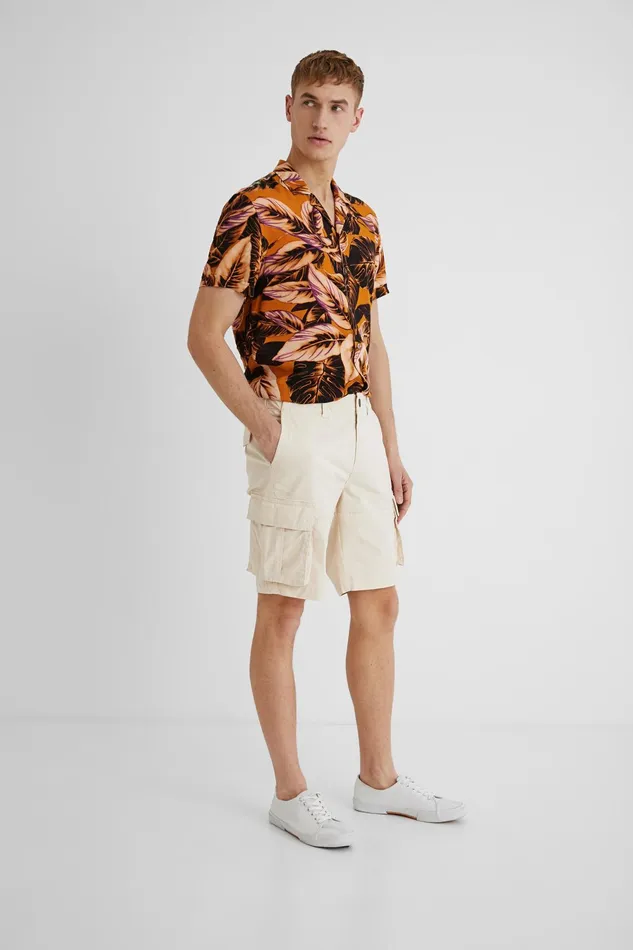 Desigual Plain Cargo Bermudas Mens Jeans and Pants