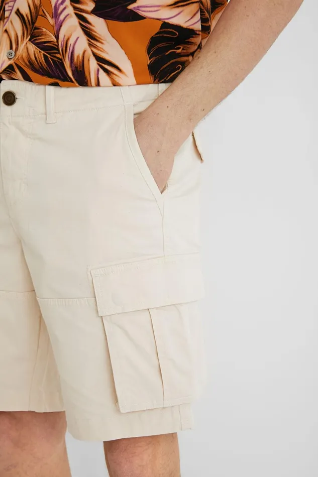 Desigual Plain Cargo Bermudas Mens Jeans and Pants