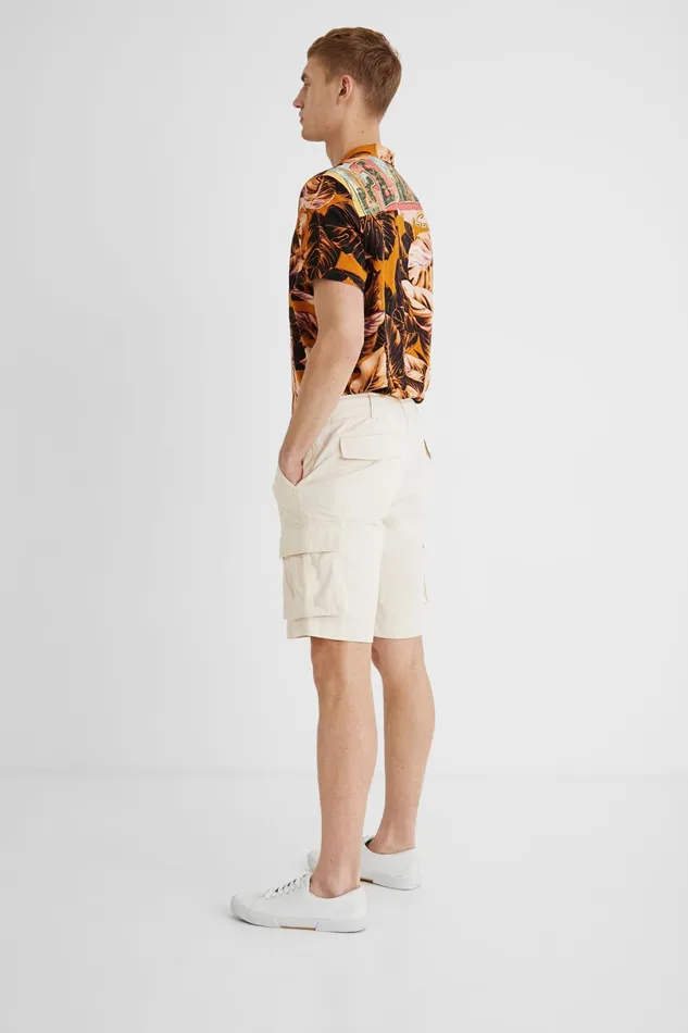 Desigual Plain Cargo Bermudas Mens Jeans and Pants