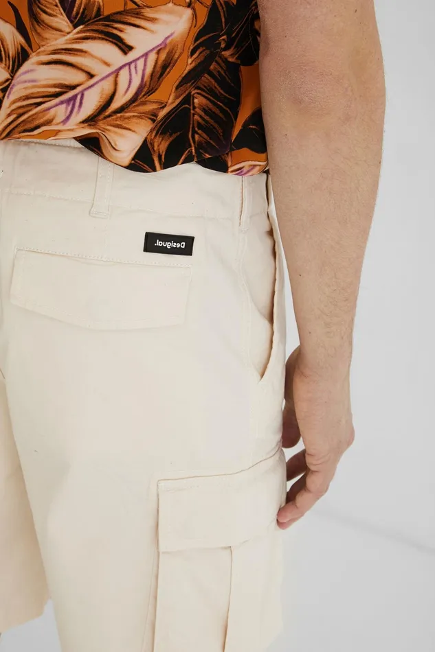 Desigual Plain Cargo Bermudas Mens Jeans and Pants